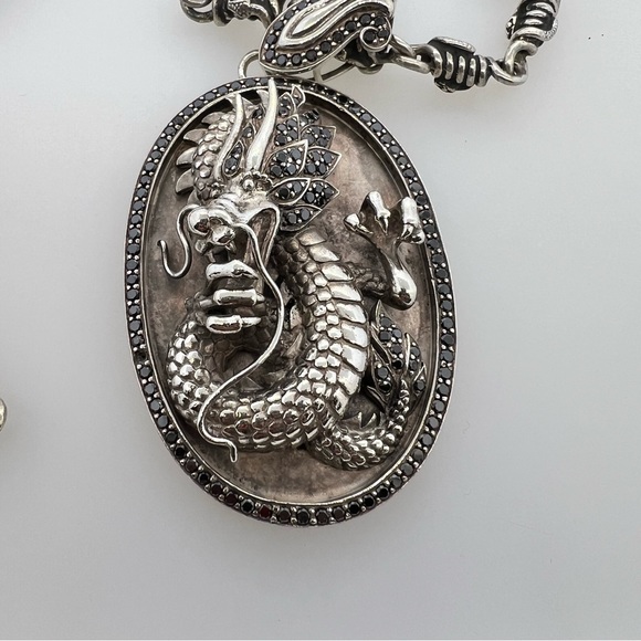 Men’s Silver Necklace with Black Diamonds - Picture 8 of 8